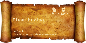 Mider Ervina névjegykártya